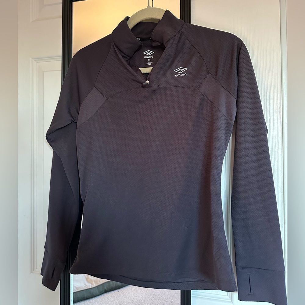 Umbro Charcoal Long Sleeve Shirt 3/4 zip pullover